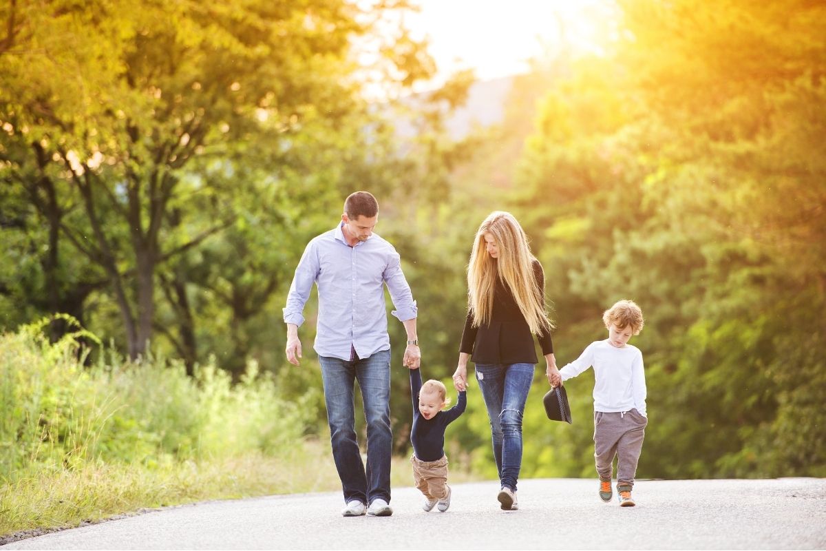 Family going for a walk for a family fun night